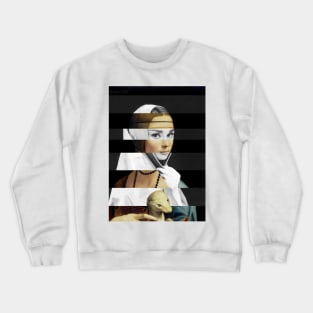 Lady with a Ermine by Leonardo da Vinci and Audrey Hepburn Crewneck Sweatshirt